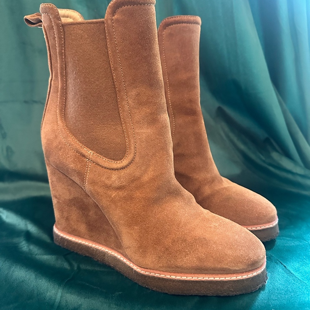 Veronica Beard Carmel suede wedge boots size 10 - Picture 2 of 15
